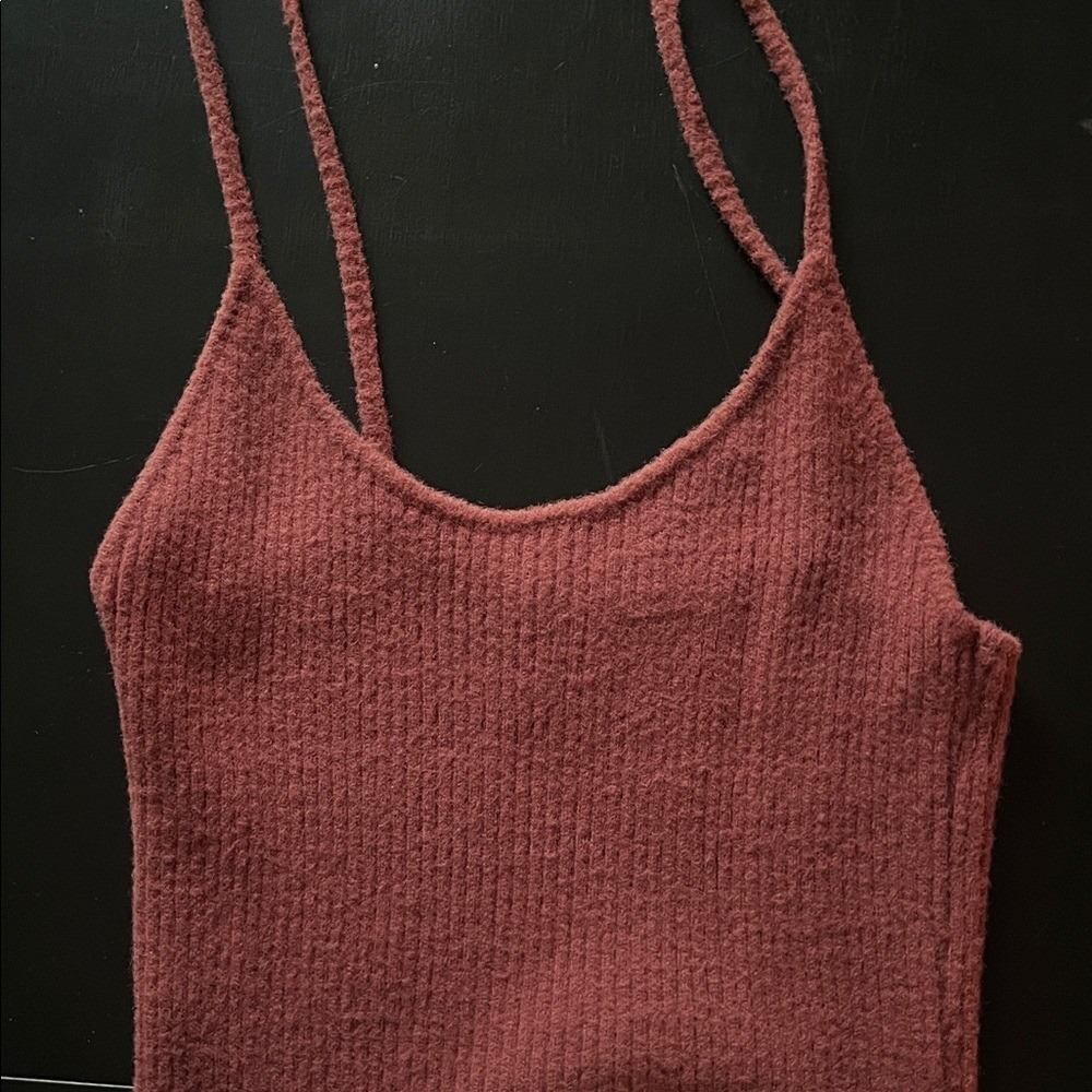 Forever 21 Ribbed Knit Midi Slip Dress Rose Mauve Spaghetti Strap